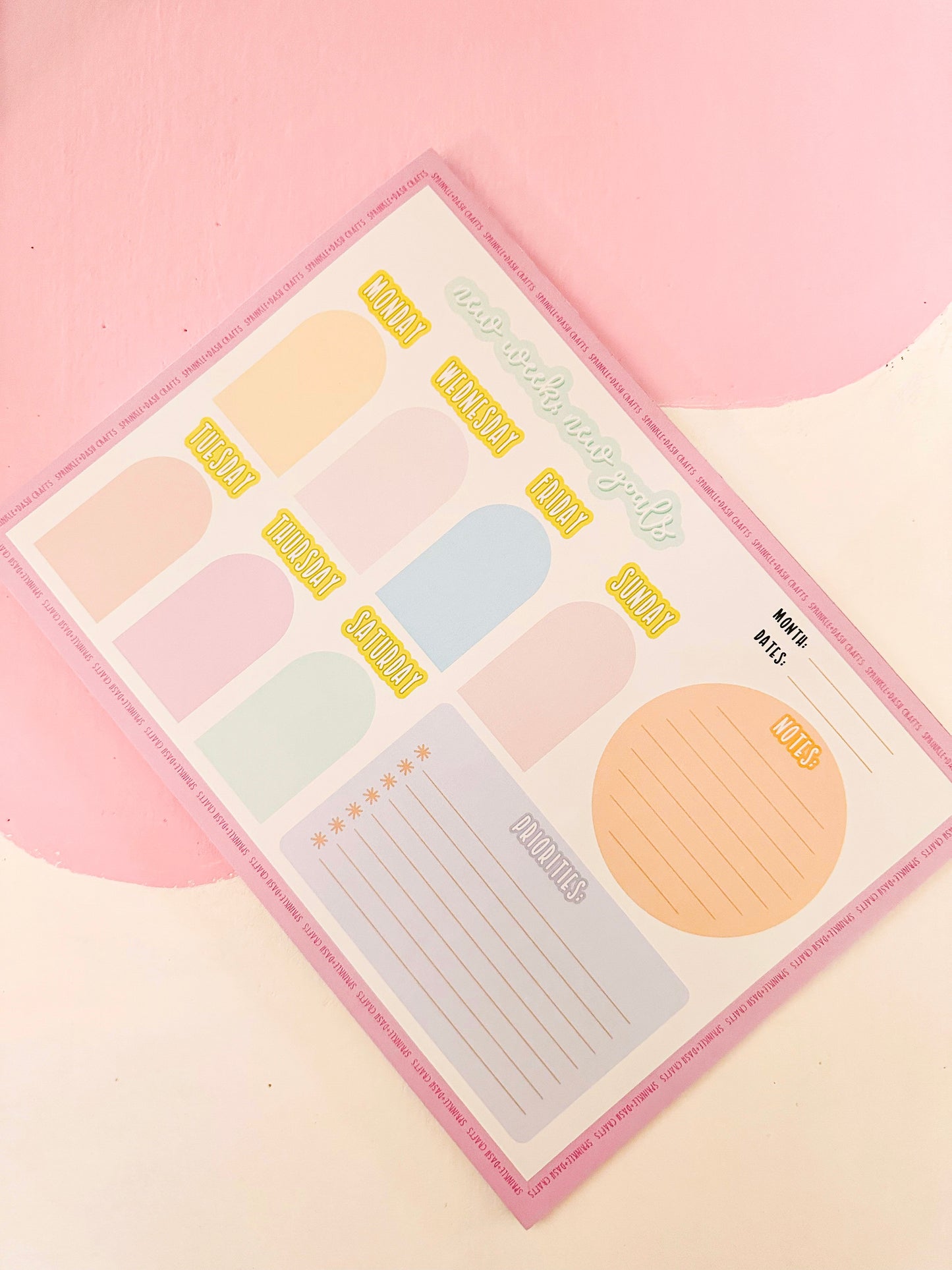 "NEW WEEK, NEW GOALS" A4 Weekly Planner Notepad