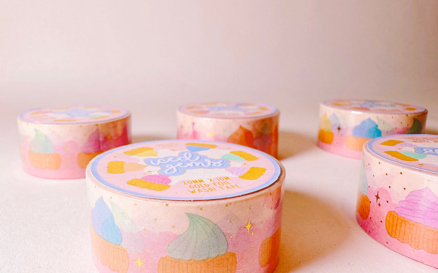 “ICED GEMS” Gold Foil Washi Tape