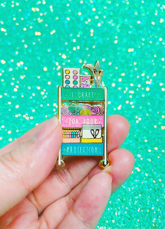 “CRAFTY CART (GREEN)” Enamel Pin