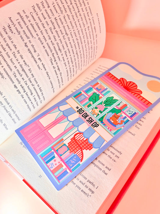“THE BOOKSHOP” Die Cut Book Tracker Bookmark (Double-Sided)