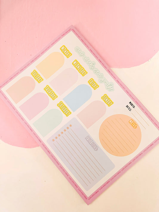 "NEW WEEK, NEW GOALS" A4 Weekly Planner Notepad