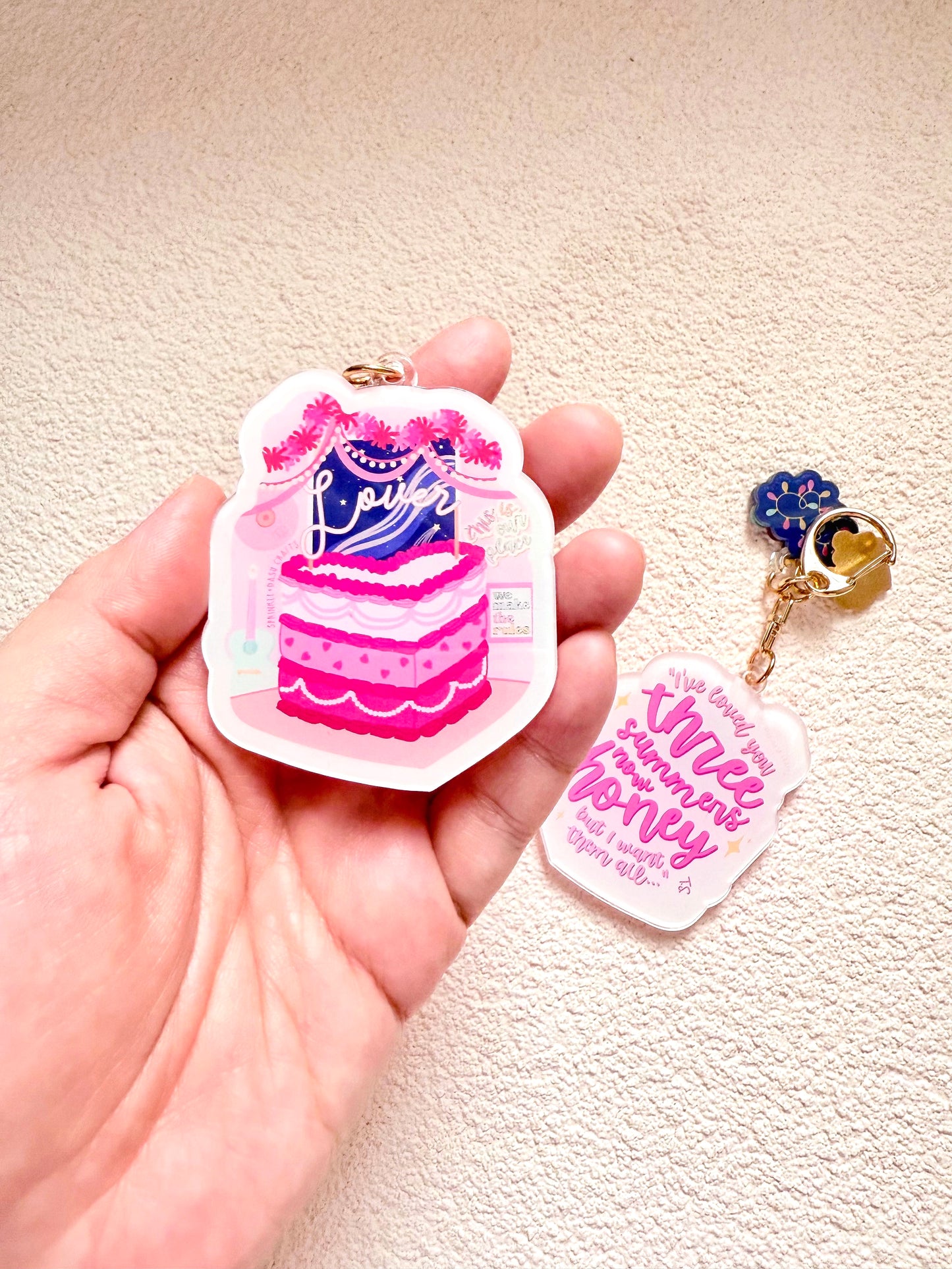 “LOVER” Triple-Charmed Acrylic Charm (Double-Sided)