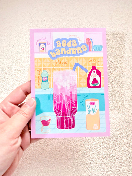 “BANDUNG SODA” Shimmery Postcard