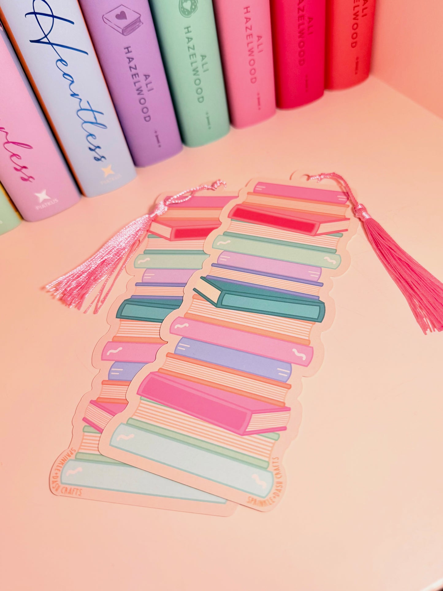 “THE BOOK STACK” Die Cut Book Tracker Bookmark (Double-Sided)