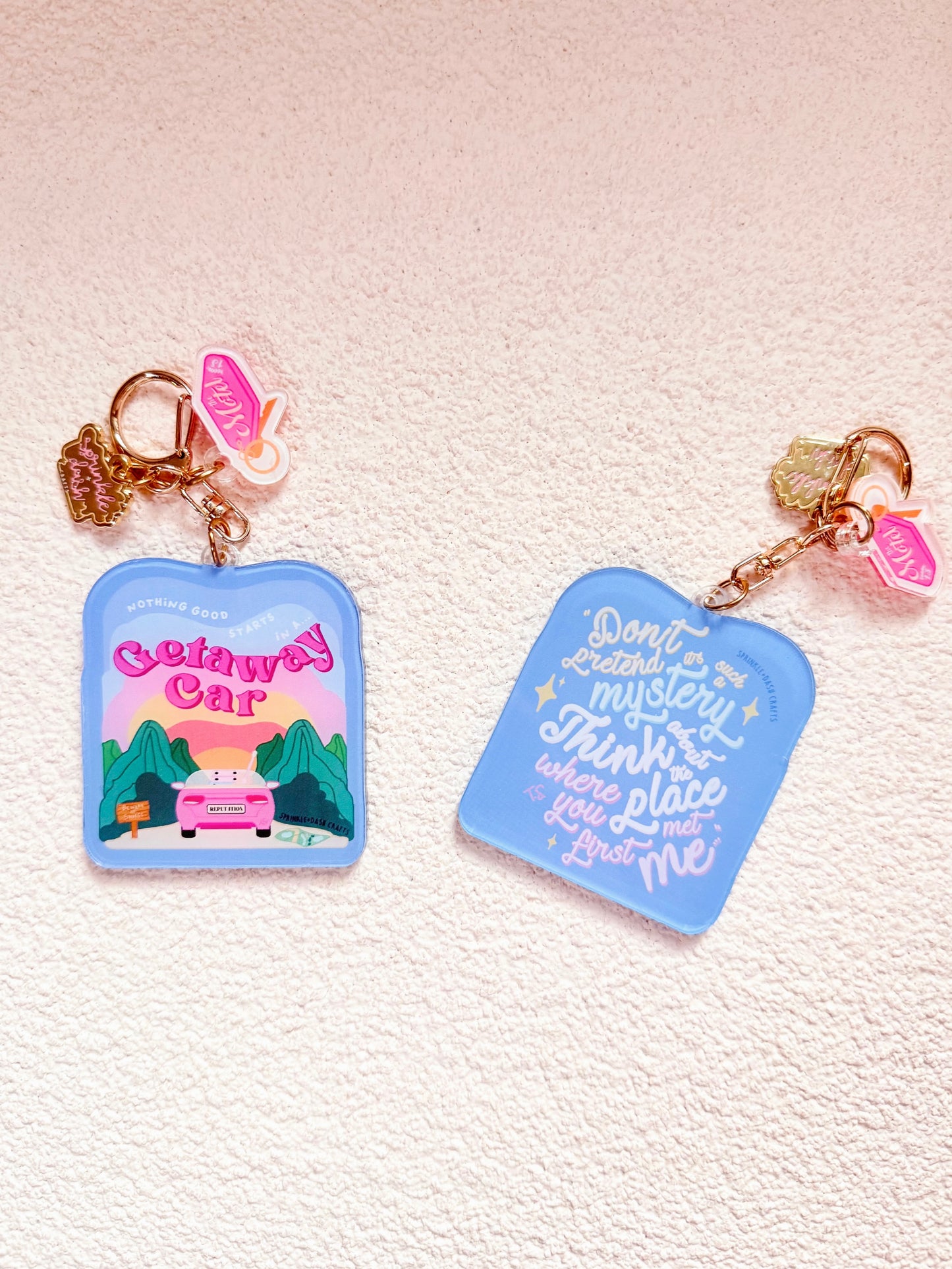 “GETAWAY CAR” Triple-Charmed Acrylic Charm (Double-Sided)
