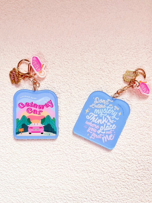 “GETAWAY CAR” Triple-Charmed Acrylic Charm (Double-Sided)