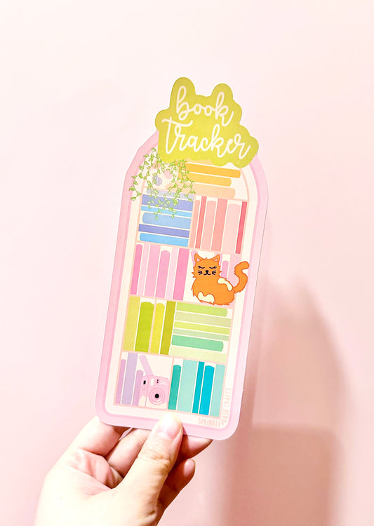 “BOOK TRACKER SHELF (PINK)” Die-Cut Bookmark (Single-Sided)